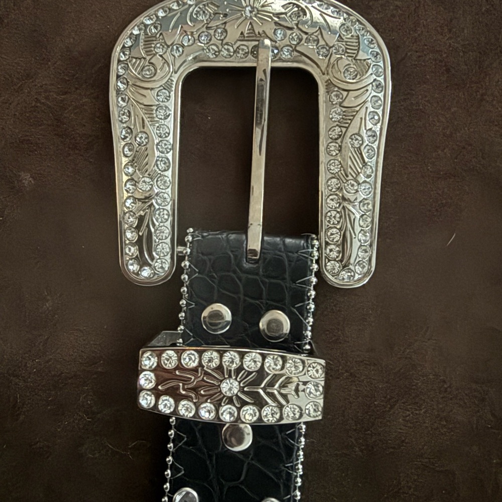 Silver Embellished Black Belt